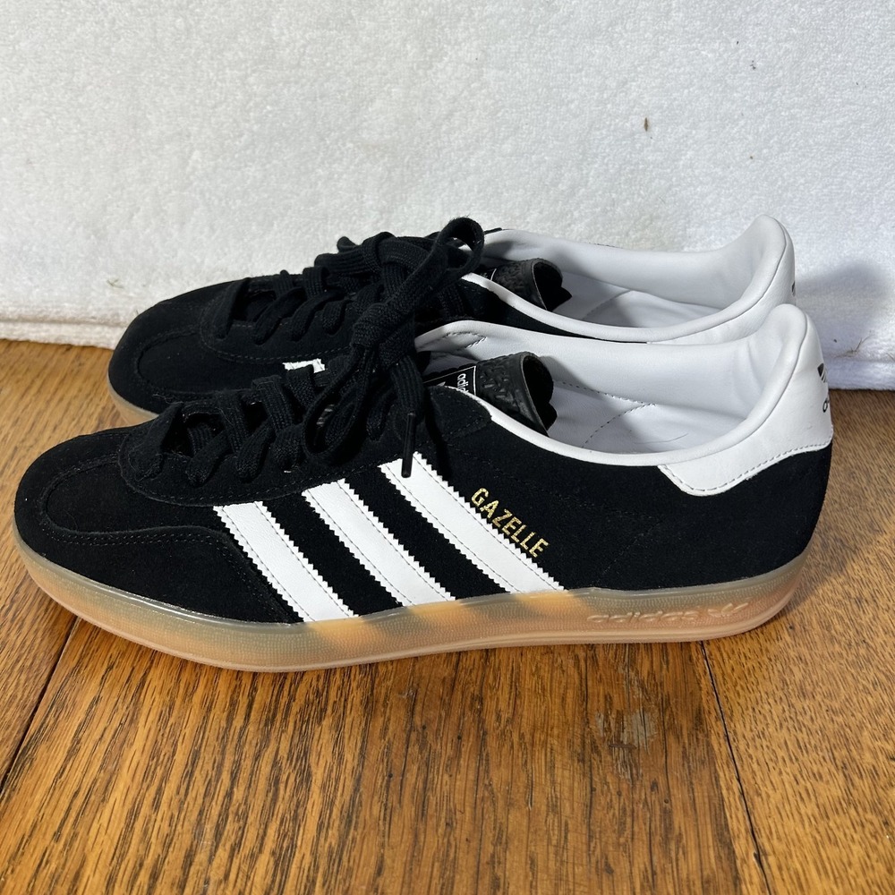 Adidas Mens Size 9 Black White Gum Gazelle Indoor Sneaker Shoes